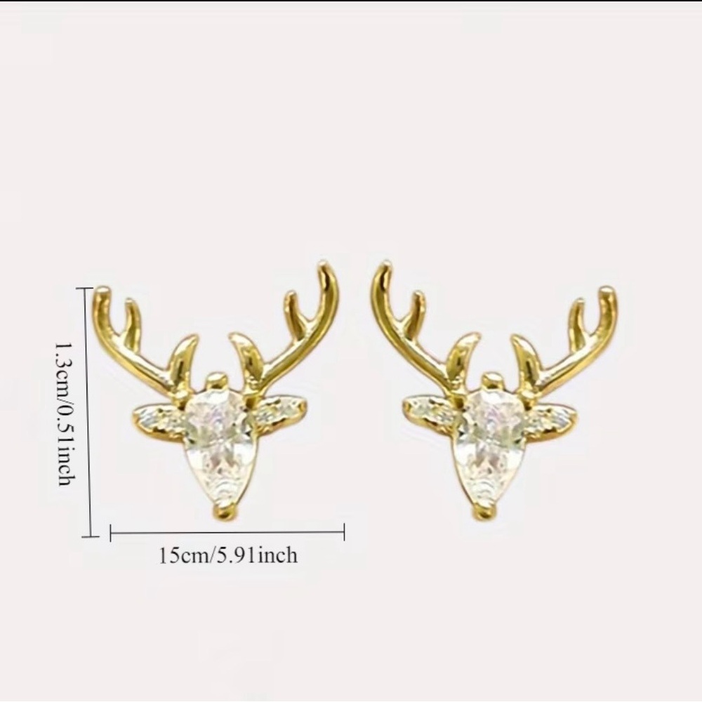 Rhinestone deer 🦌 head earrings - Picture 2 of 2